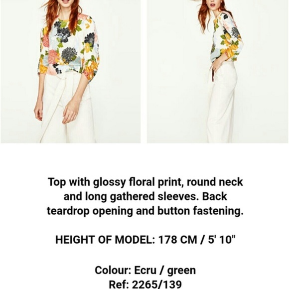 Zara Floral Print Top Blouse Cropped 2265 S small NWT - Picture 3 of 10